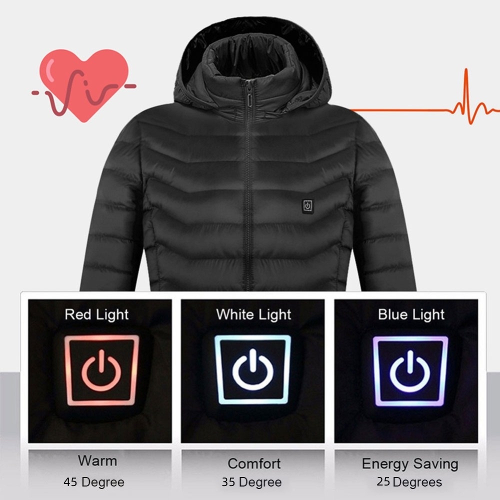 Winter Heated Jacket USB Electric Cotton Coat Zip-up For Men - Image 8