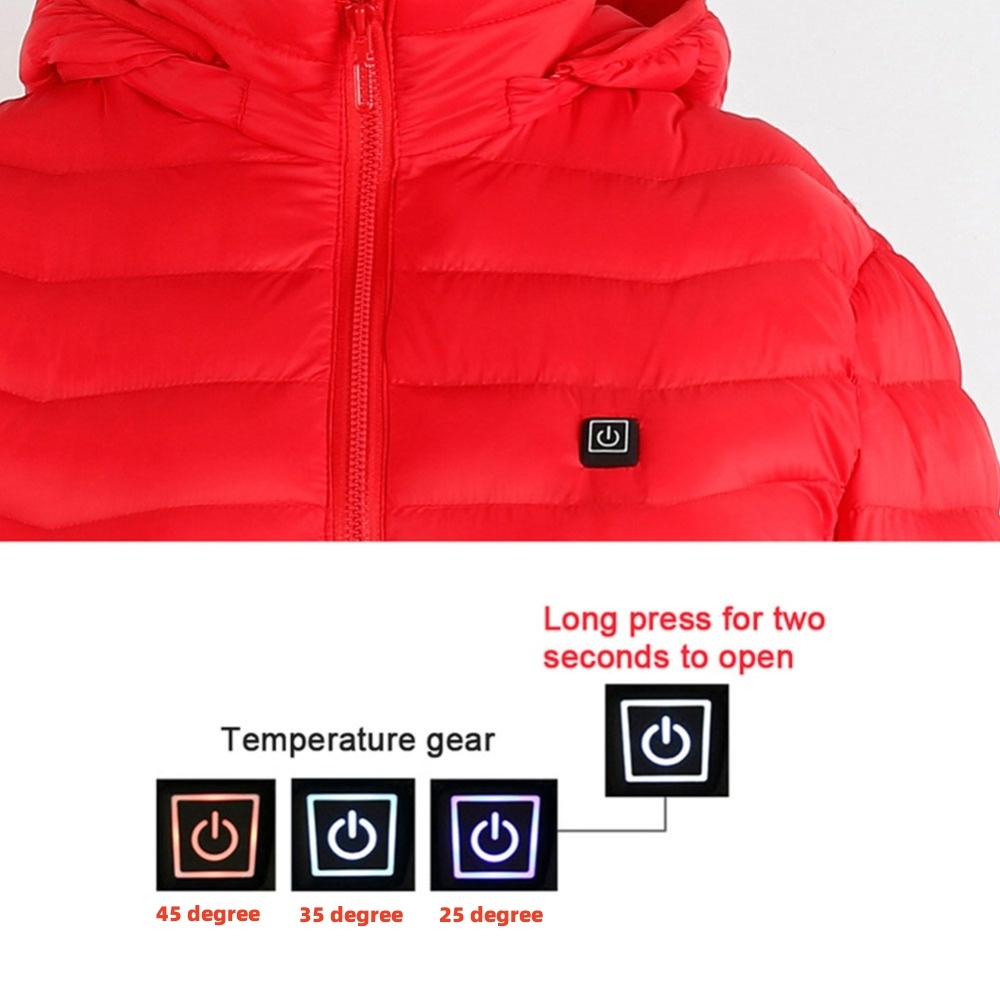 Winter Heated Jacket USB Electric Cotton Coat Zip-up For Men - Image 5