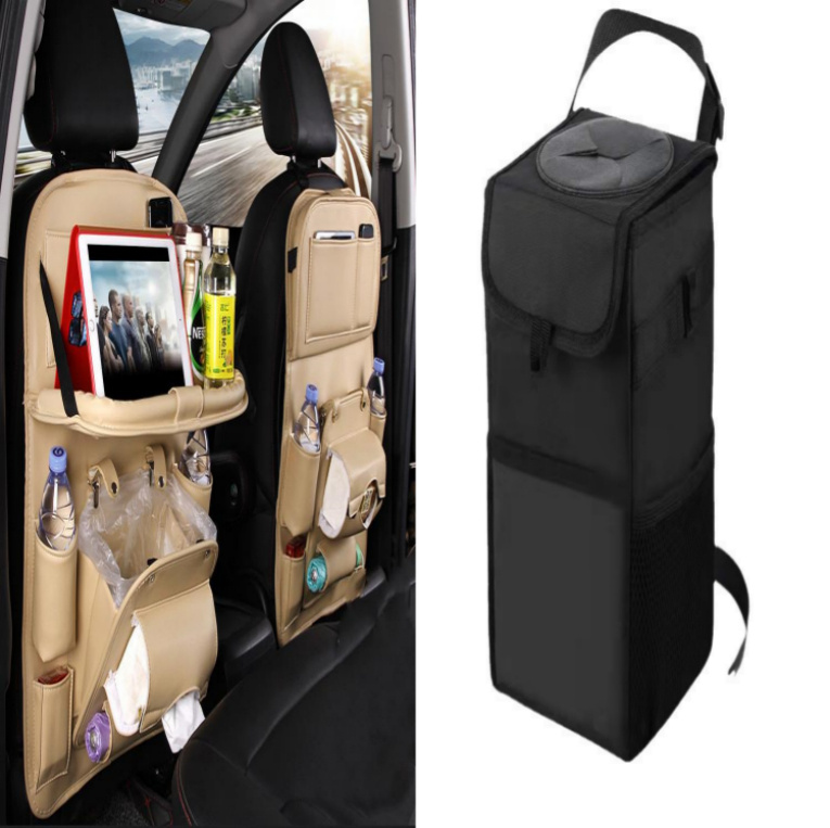 PU Leather Car Storage Bag Multifunction Seat Back Tray Hanging Bag - Image 4