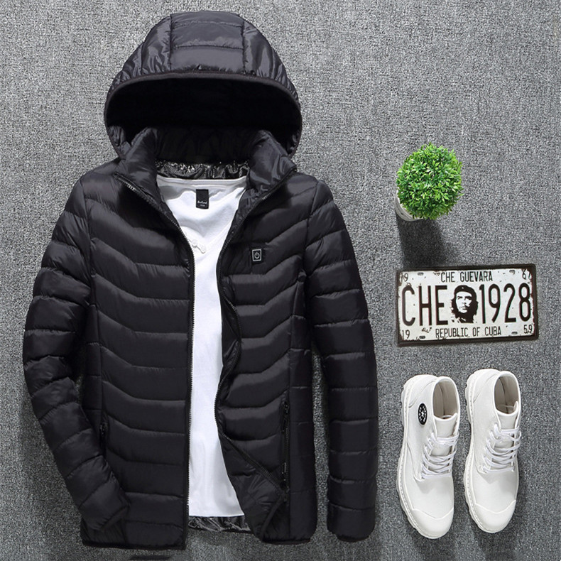 Winter Heated Jacket USB Electric Cotton Coat Zip-up For Men - Image 4
