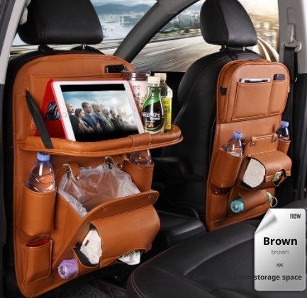 PU Leather Car Storage Bag Multifunction Seat Back Tray Hanging Bag - Image 7