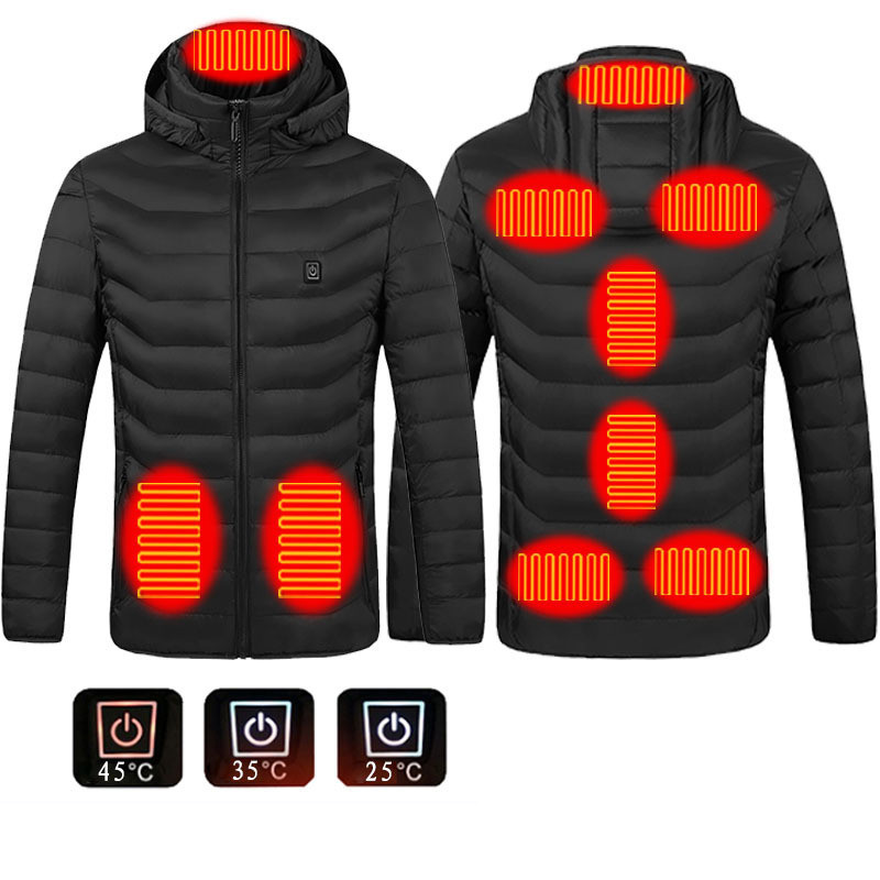 Winter Heated Jacket USB Electric Cotton Coat Zip-up For Men - Image 6