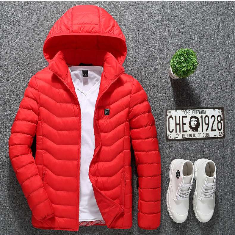 Winter Heated Jacket USB Electric Cotton Coat Zip-up For Men - Image 9